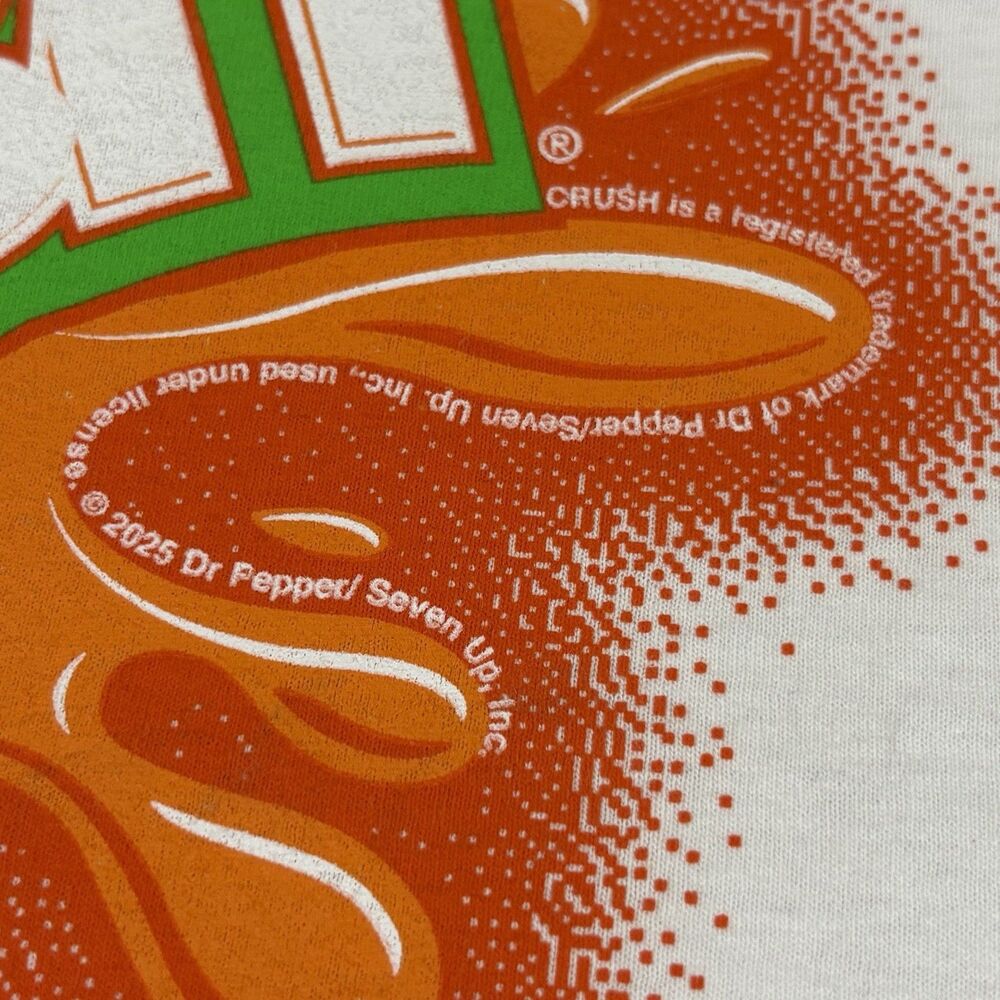 NWT Crush Orange Soda Logo Graphic T-Shirt XL White 2025 Official Licensed Tee - Picture 5 of 9